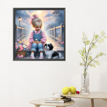 Load image into Gallery viewer, Little Girl And Puppy In The Garden 30*30CM(Canvas) Full Round Drill Diamond Painting
