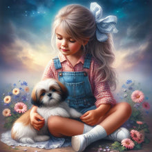 Load image into Gallery viewer, Little Girl And Puppy In The Garden 30*30CM(Canvas) Full Round Drill Diamond Painting
