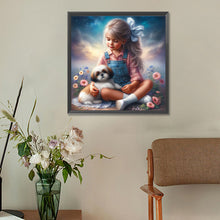 Load image into Gallery viewer, Little Girl And Puppy In The Garden 30*30CM(Canvas) Full Round Drill Diamond Painting
