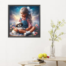 Load image into Gallery viewer, Little Girl And Puppy In The Garden 30*30CM(Canvas) Full Round Drill Diamond Painting
