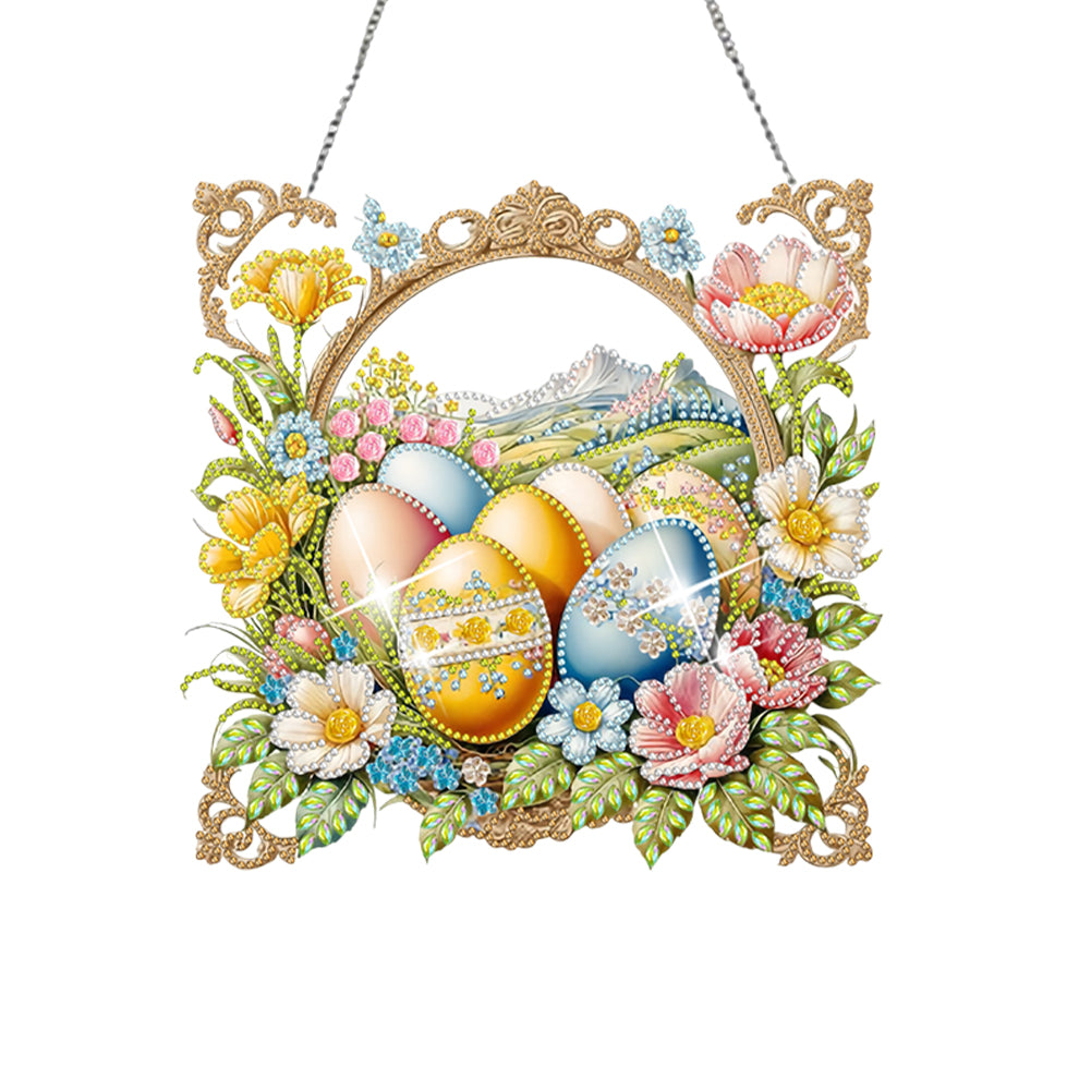 Easter Egg Scene Single-Sided Diamond Art Hanging Pendant for Office Home Decor