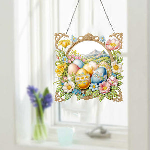 Easter Egg Scene Single-Sided Diamond Art Hanging Pendant for Office Home Decor