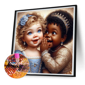 Whispering Girl 30*30CM(Canvas) Full Round Drill Diamond Painting