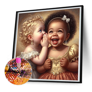 Whispering Girl 30*30CM(Canvas) Full Round Drill Diamond Painting