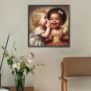 Whispering Girl 30*30CM(Canvas) Full Round Drill Diamond Painting