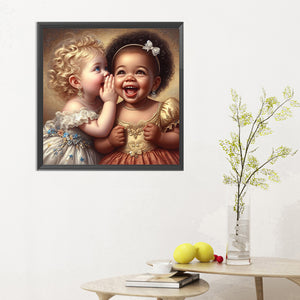 Whispering Girl 30*30CM(Canvas) Full Round Drill Diamond Painting