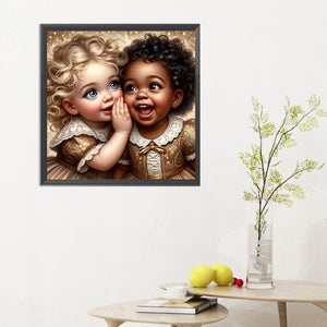 Whispering Girl 30*30CM(Canvas) Full Round Drill Diamond Painting