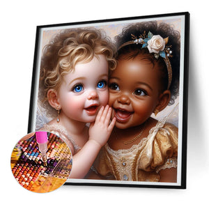 Whispering Girl 30*30CM(Canvas) Full Round Drill Diamond Painting