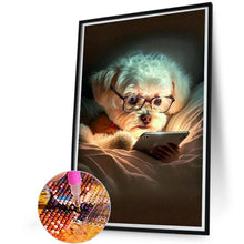 Load image into Gallery viewer, Reading Puppy 45*60CM(Canvas) Full Round Drill Diamond Painting
