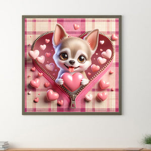 Pink Love Puppy-Tijuana 30*30CM(Canvas) Full Round Drill Diamond Painting