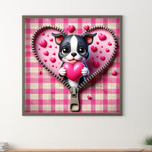 Load image into Gallery viewer, Pink Love Puppy-Valentine Day Boston Terrier 30*30CM(Canvas) Full Round Drill Diamond Painting
