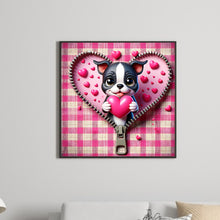 Load image into Gallery viewer, Pink Love Puppy-Valentine Day Boston Terrier 30*30CM(Canvas) Full Round Drill Diamond Painting
