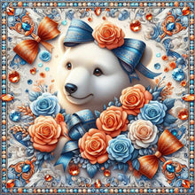 Load image into Gallery viewer, Flowers White Bear 30*30CM(Canvas) Full Round Drill Diamond Painting
