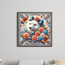 Load image into Gallery viewer, Flowers White Bear 30*30CM(Canvas) Full Round Drill Diamond Painting
