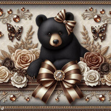 Load image into Gallery viewer, Flowers Black Bear 30*30CM(Canvas) Full Round Drill Diamond Painting
