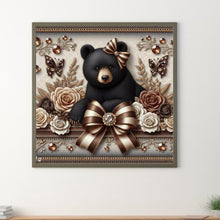 Load image into Gallery viewer, Flowers Black Bear 30*30CM(Canvas) Full Round Drill Diamond Painting
