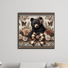 Load image into Gallery viewer, Flowers Black Bear 30*30CM(Canvas) Full Round Drill Diamond Painting
