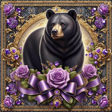 Load image into Gallery viewer, Flowers Black Bear 30*30CM(Canvas) Full Round Drill Diamond Painting
