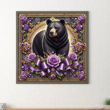 Load image into Gallery viewer, Flowers Black Bear 30*30CM(Canvas) Full Round Drill Diamond Painting
