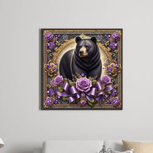 Load image into Gallery viewer, Flowers Black Bear 30*30CM(Canvas) Full Round Drill Diamond Painting
