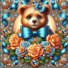 Load image into Gallery viewer, Flowers Brown Bear 30*30CM(Canvas) Full Round Drill Diamond Painting
