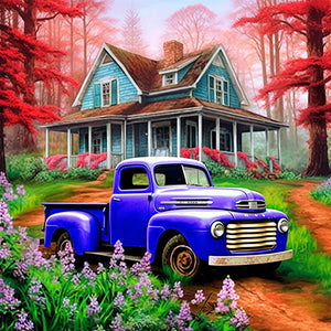 Classic Car In The Woods 30*30CM(Canvas) Full Round Drill Diamond Painting