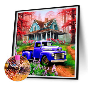 Classic Car In The Woods 30*30CM(Canvas) Full Round Drill Diamond Painting