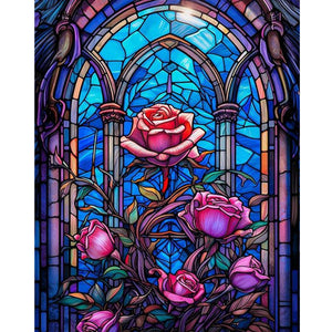 Glass Painting Rose 40*50CM(Canvas) Full Round Drill Diamond Painting