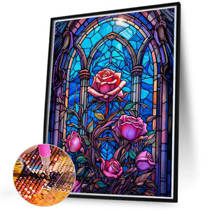 Glass Painting Rose 40*50CM(Canvas) Full Round Drill Diamond Painting