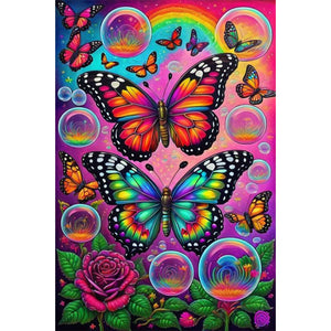 Garden Bubble Butterfly 40*60CM(Picture) Full AB Round Drill Diamond Painting