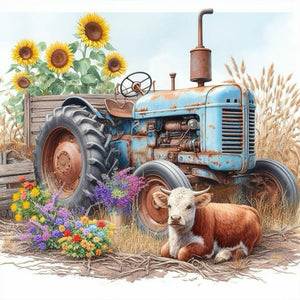 Lamb Truck 35*35CM(Canvas) Full Round Drill Diamond Painting