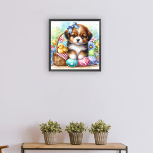 Pastoral Dog And Easter Egg 30*30CM(Canvas) Full Round Drill Diamond Painting
