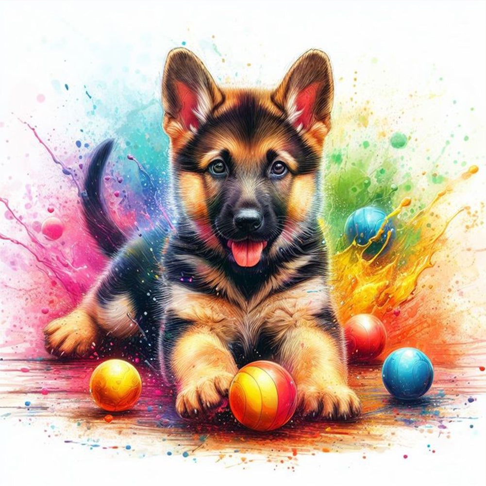 Ball And Collie 30*30CM(Canvas) Full Round Drill Diamond Painting