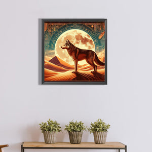 Ancient Egypt Moon And Wolf 40*40CM(Canvas) Full Round Drill Diamond Painting