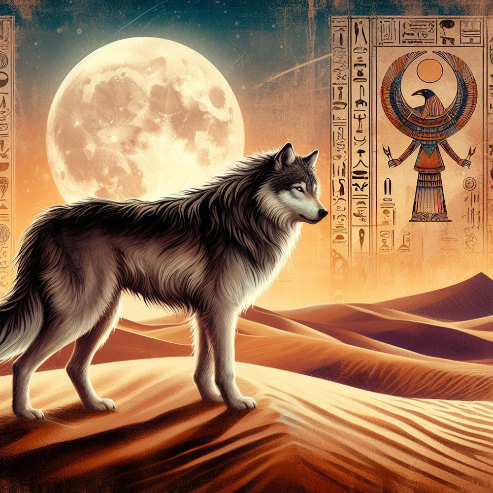 Ancient Egypt And Wolves 40*40CM(Canvas) Full Round Drill Diamond Painting