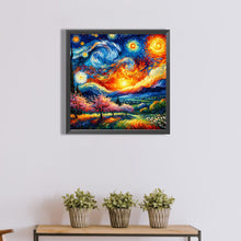 Load image into Gallery viewer, Colored Lead Painting Of Starry Sky And Countryside 40*40CM(Canvas) Full Round Drill Diamond Painting
