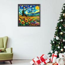 Load image into Gallery viewer, Colored Lead Painting Of Flower Field And Starry Sky 40*40CM(Canvas) Full Round Drill Diamond Painting
