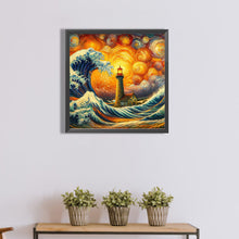 Load image into Gallery viewer, Colored Lead Painting Of Lighthouse On The Sea 40*40CM(Canvas) Full Round Drill Diamond Painting
