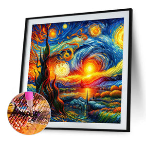 Colored Lead Painting Of The Exterior Scene Of The Galaxy 40*40CM(Canvas) Full Round Drill Diamond Painting
