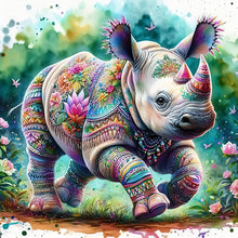 Load image into Gallery viewer, Indian Colorful Rhinoceros 40*40CM(Canvas) Full Round Drill Diamond Painting
