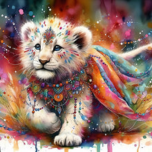 Load image into Gallery viewer, Indian White Lion With Colorful Feathers 40*40CM(Canvas) Full Round Drill Diamond Painting
