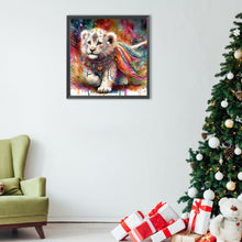 Load image into Gallery viewer, Indian White Lion With Colorful Feathers 40*40CM(Canvas) Full Round Drill Diamond Painting
