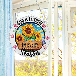 Acrylic Suncatcher Blessing Prayer Window Door Sign Hanging Decor Garden Decor