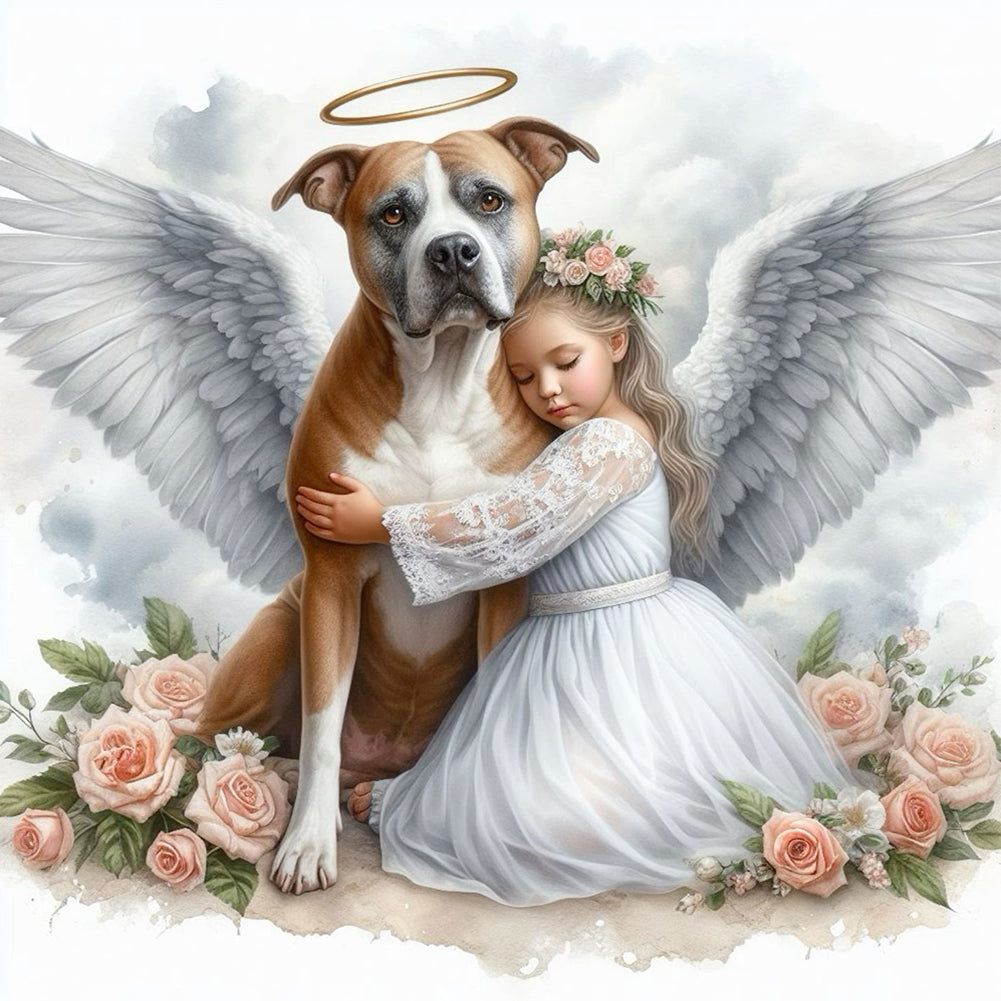 Angel Dog And Baby 30*30CM(Canvas) Full Round Drill Diamond Painting