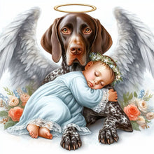 Load image into Gallery viewer, Angel Dog And Baby 30*30CM(Canvas) Full Round Drill Diamond Painting
