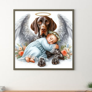 Angel Dog And Baby 30*30CM(Canvas) Full Round Drill Diamond Painting