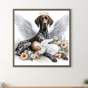 Angel Dog And Baby 30*30CM(Canvas) Full Round Drill Diamond Painting