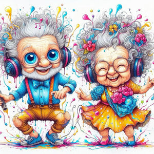 Old Couple 30*30CM(Canvas) Full Round Drill Diamond Painting