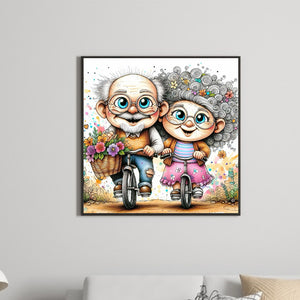 Old Couple 30*30CM(Canvas) Full Round Drill Diamond Painting