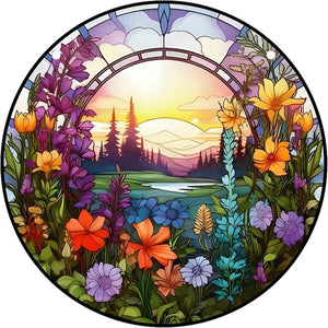 Round Flower Landscape 30*30CM(Canvas) Full Round Drill Diamond Painting